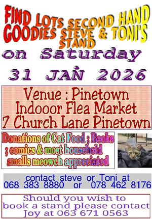 Household  goods for sale Saturday 31 Jan Pinetown  Indoor Flea Market  