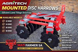 New Agritech mounted disc harrows for sale at Mad Farmer SA