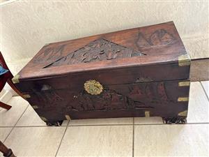 vintage Chinese carved camphor wood chest. Good condition. Collection in Seapoint