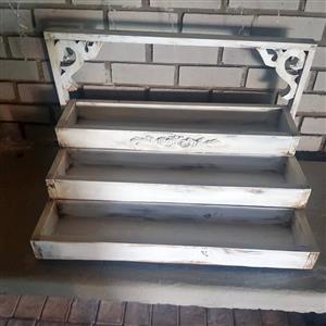 WHITE RUSTIC TRAY STAND FOR HIRE
