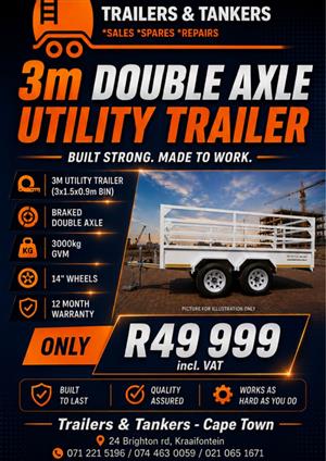 3m Double Axle Utility Trailer