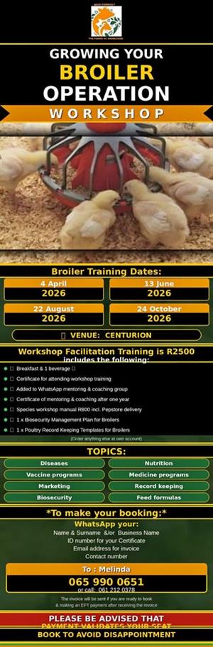 Livestock Production Workshops Presented by a Accredited Technical Specialist