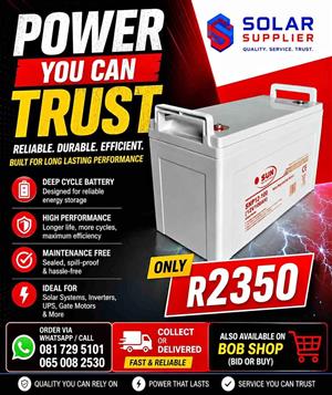 100Ah or 200Ah deep cycle gel batteries