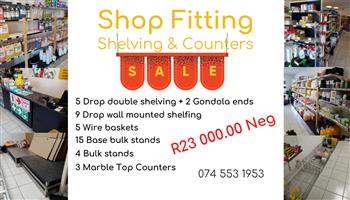 Shop fitting and Shelving and Counters including brackets, Gondola Ends 