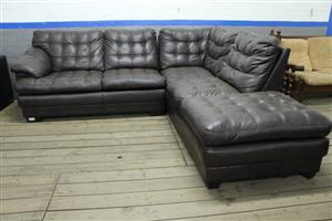 2PC BROWN LEATHER COUCH(S067301A)