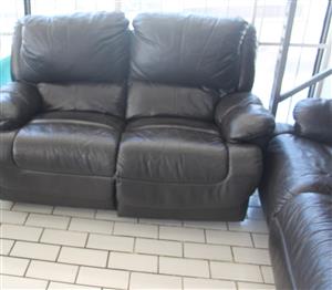 Brown Leather 2 Piece Recliner lounge suite S049479A #Rosettenvillepawnshop