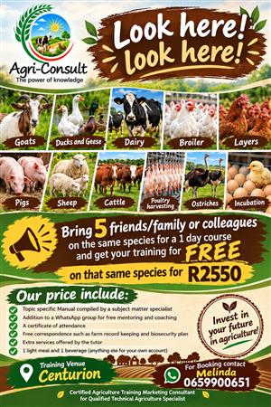  AGRICULTURE PRODUCTION TRAINING Special offer for 1 5 attendees 