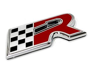 VW R-Line Logo Black, Red &  Chrome Sticker Badge