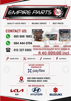 BRAND NEW G4NS KONA ENGINE HEAD,BLOCK & SUMP FOR SALE 