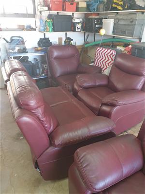 6 seater recliner Leather Lounge suite