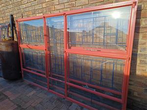 Window frames, steel with glass and burglar bars