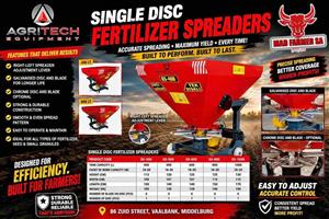 New Agritech fertilizer spreaders for sale at Mad Farmer SA