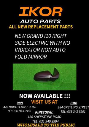 NEW GRAND I10 RIGHT SIDE ELECTRIC WITH NO INDICATOR NON AUTO FOLD MIRROR 