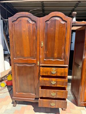 Antique Ball and claw wardrope with drawers and haning space