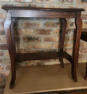 Antique Rectangle Side Table with Bottom Shelf for Sale!
