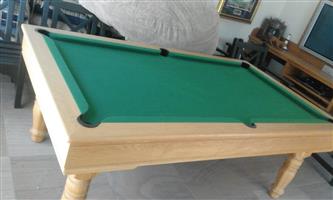 Solid Oak Pool Table with Cover