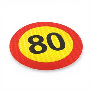 Yellow & Red 80km Reflective Sticker (20cm)