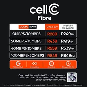  Get Vuma Fibre UNLIMITED INTERNET for ONLY R249 recurring    Connect up to 1