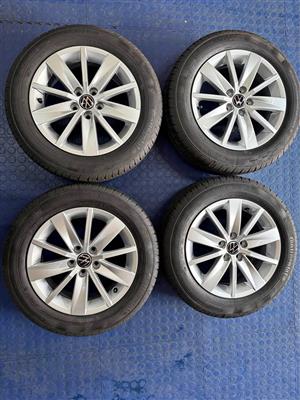 15 INCH VW POLO (NEW VIVO+TSI) RIM SET WITH TYRES 185/60/R15