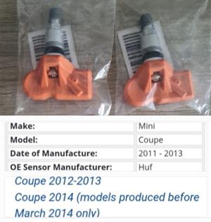 Mini Coupe R58 TPMS tyre pressure monitor sensors and valves 