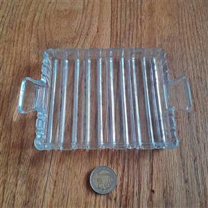 Vintage Ribbed Glass Tray / Dish 