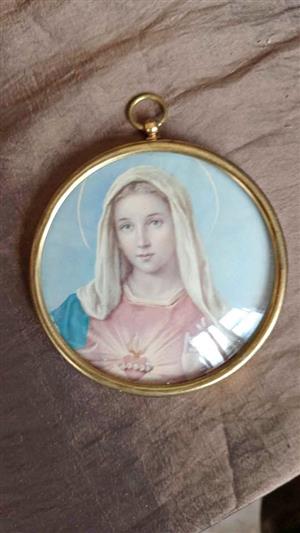 Vintagevirgin mary  oval plack