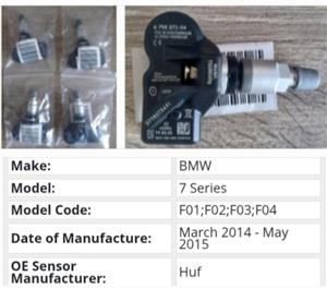 7 Series BMW Tyre pressure monitor sensors and valve stems 