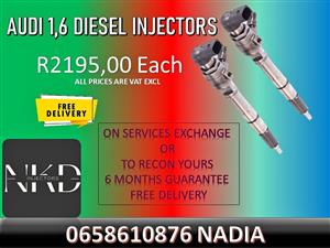 AUDI 1,6 DIESEL INJECT0RS -WE SELL ON EXCHANGE