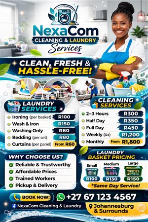 We offer laundry and cleaning services