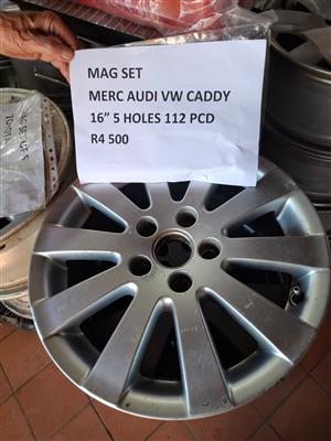 MAG SET  MERC AUDI VW CADDY 5 HOLE 16 INCH 112 PCD FOR SALE 