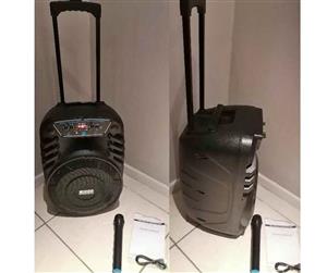 12inch Bluetooth Rechargable Trolley Speaker with wireless mic, New with 1 year warranty and deliver
