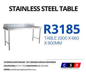 Table 2300 x 660 x 900mm Stainless Steel
