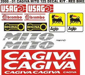2001 Cagiva Mito 125 decals stickers vinyl cut graphics sets