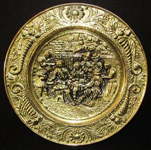 Vintage Embossed Decorative Wall Plate - Tavern Dining Scene England