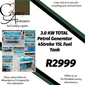 3.0 KW TOTAL Petrol Generator 4Stroke 15L Fuel tank