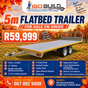 5m Flatbed Trailer for sale on order