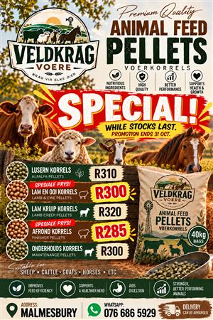 Special on Animal feed pellets. Until 31 Oct.