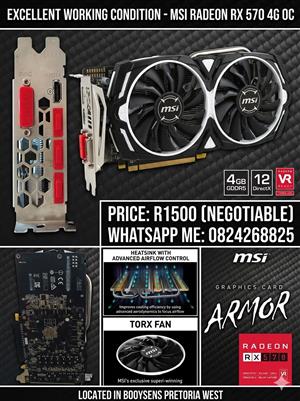 Excellent Condition MSI RX 570 4GB GPU for Sale