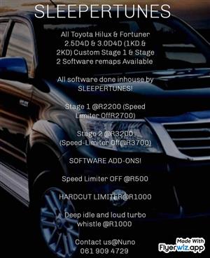 Toyota Hilux & Fortuner 2.5D4D & 3.0D4D (1KD & 2KD) Custom Stage 1 & Stage 2 Software remaps