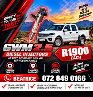 GWM 2.5 INJECTORS FOR SALE WITH WARRANTY 