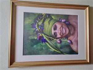 Decorative gold-coloured frames with art photographic prints