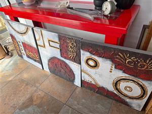 Abstract Red canvas paintings