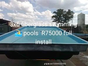 Fiberglass swimming pool  Lapas and paving