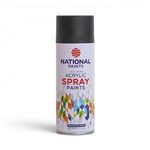 National Paints Fast Drying Acrylic Spray 400ml (Matt Black)