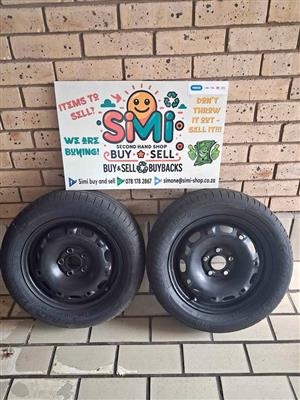 2x STEEL RIMS WITH TYRES
