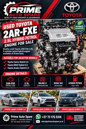 Used Toyota 2AR-FXE 2.5L Hybrid Petrol Engine For Sale.