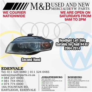 Headlight Left Side (Second Hand)  Suitable for Audi A4-B7  2004-2014  Part number: 8E0941003