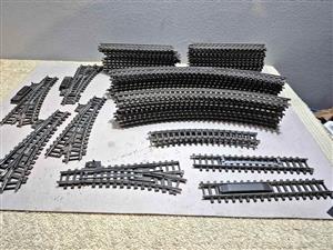 Tri-ang HO scale model railway tracks with Tri-ang Railways OO gauge model railway accessories