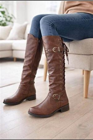 Ladies Back lace up boot - Brown  Size 5 to 9 Lead time: 14 to 21 days Available on order only