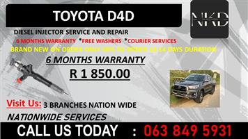 TOYOTA D4D DIESEL INJECTORS FOR SALE OR RECON WITH 6 MONTH WARRANTY 